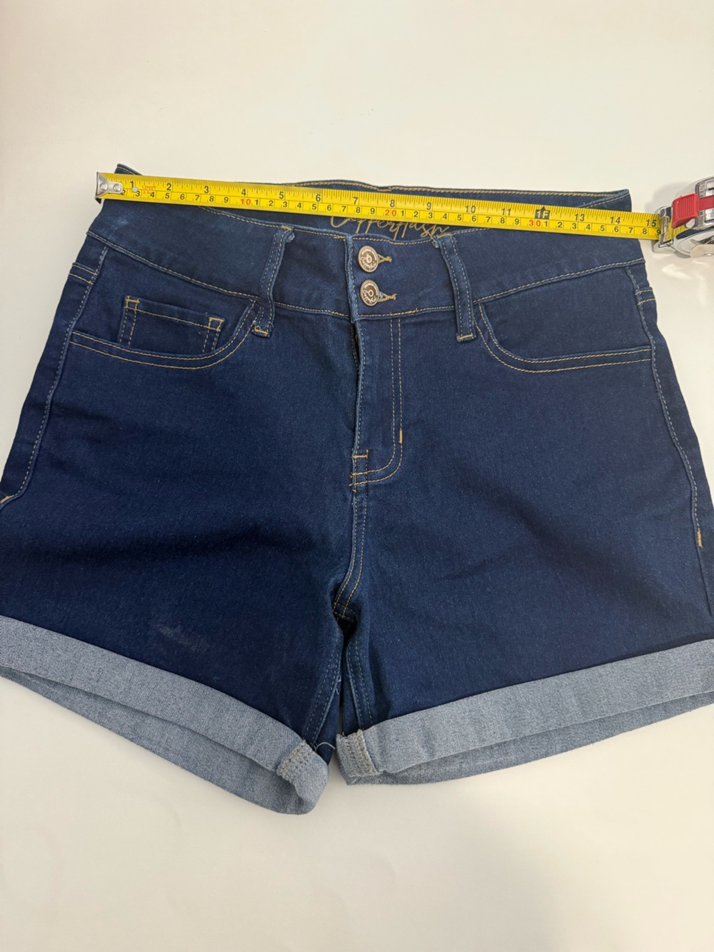 High-Rise Dark Blue Denim Jean Shorts for Women